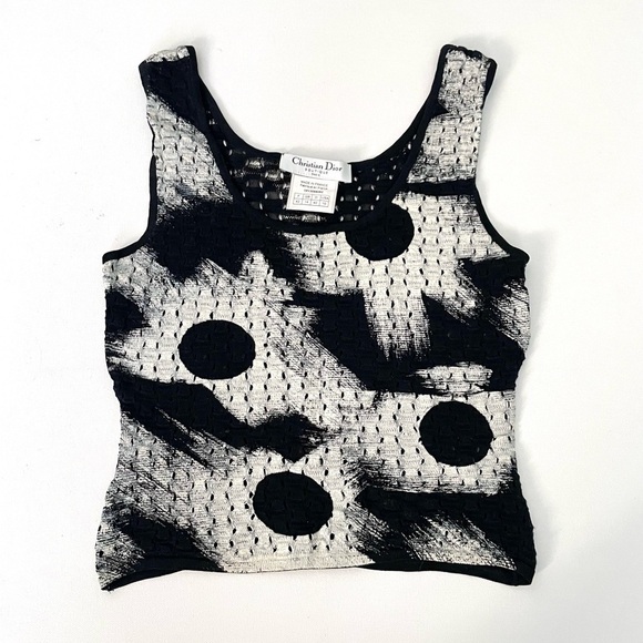 Dior Tops - Christian Dior Boutique Galliano Era Crop Knit Painted Perforated Tank Art 10